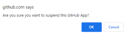 Screenshot shows the suspension confirmation dialog.