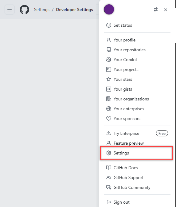 Screenshot shows the Settings option in your profile.