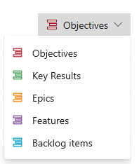 Screenshot of a project that adds Objectives and Key Results as portfolio backlogs.