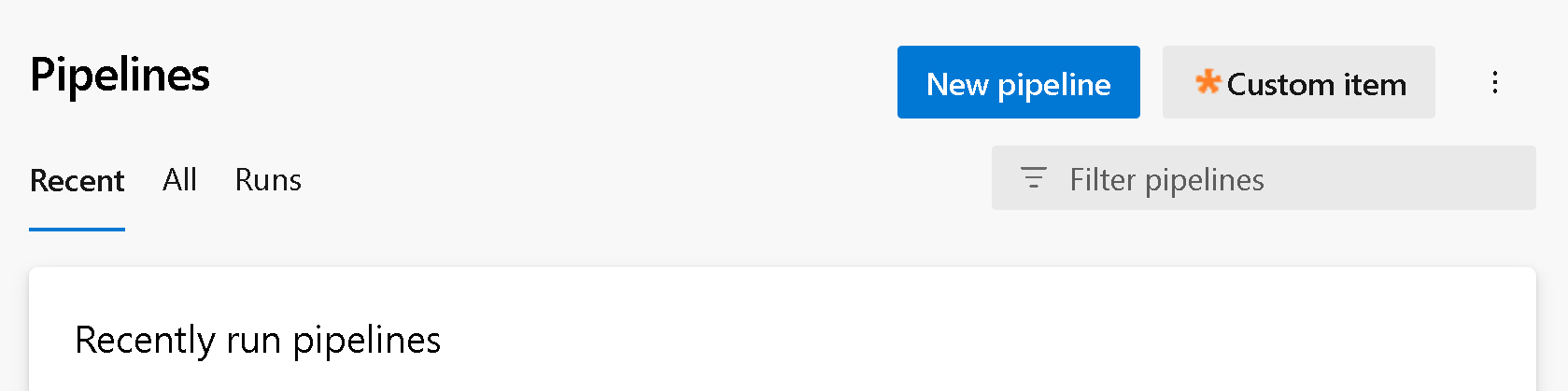 Screenshot of pipeline details view, header menu.