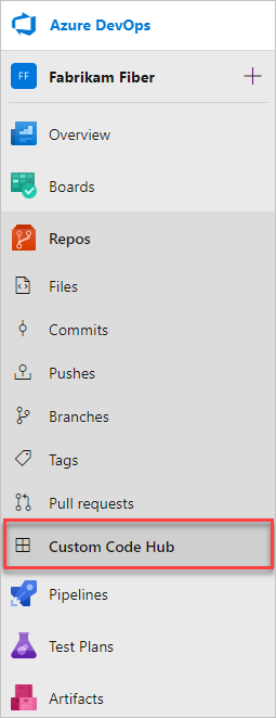Screenshot of custom work hub added to Azure Repos.