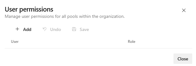 Screenshot of Organization level agent pools security page.