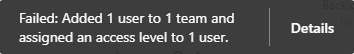 Screenshot of the Notification failure message.