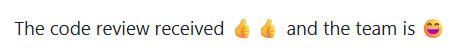 Screenshot that shows the published view of emojis in a pull request comment.