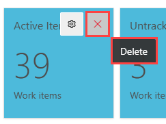 Screenshot of delete widget from a dashboard.