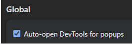 Screenshot shows checkmark for global setting.