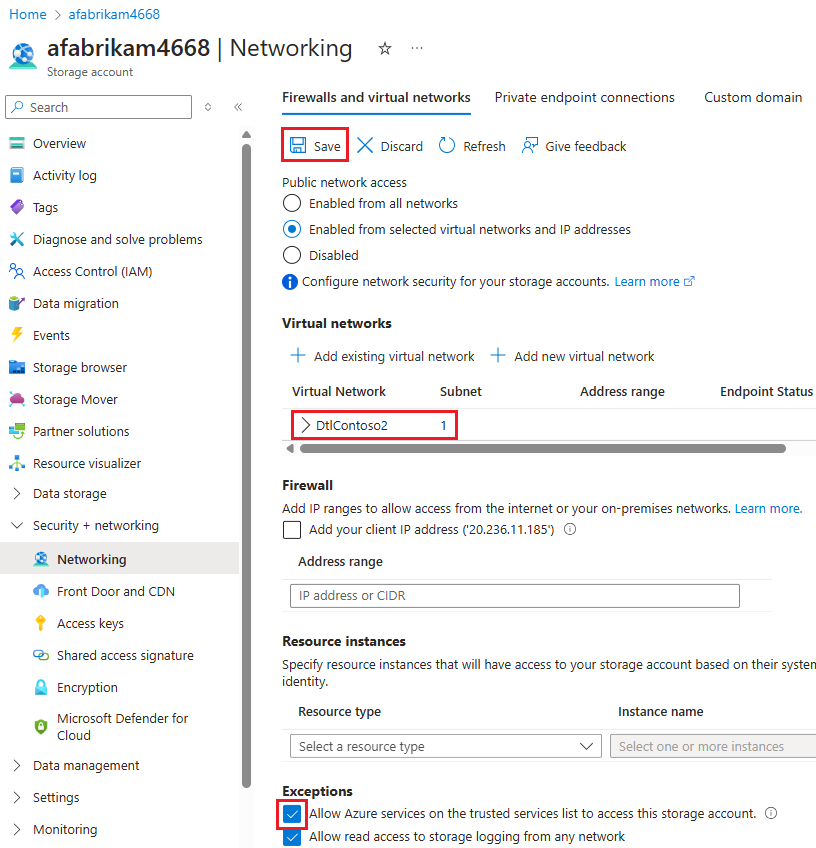 Screenshot that shows allowing trusted services access to a resource group.