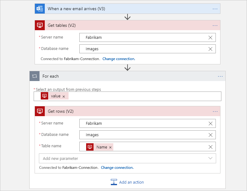 Screenshot showing Consumption workflow before refactoring.