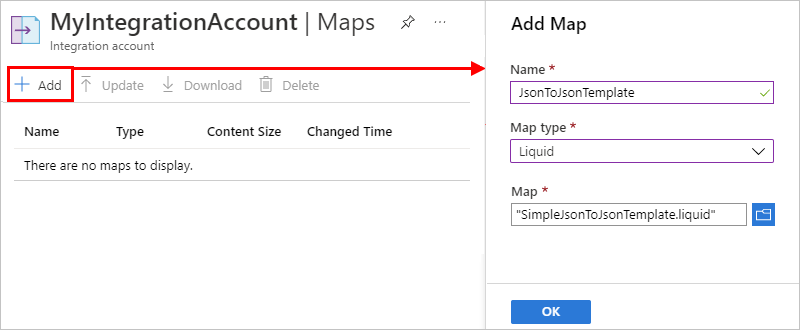 Screenshot showing Add Map pane with new template uploaded.