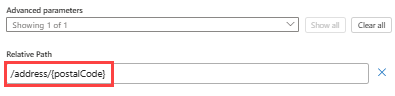 Screenshot shows Standard workflow, Request trigger, and Relative path parameter value.