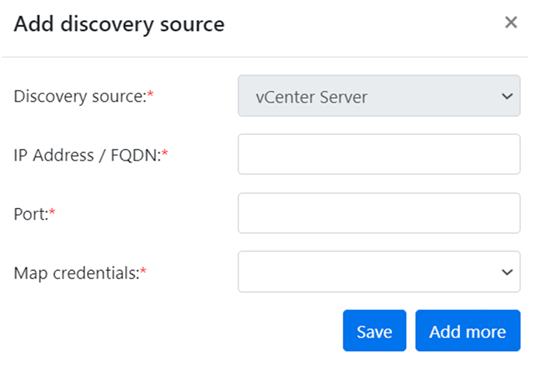 Screenshot that allows to add more vCenter Server details.
