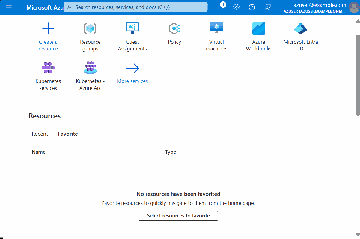 Screen capture showing account information in Azure portal