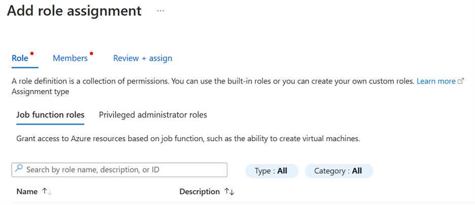 Screenshot of the page to add a role within the Azure AI hub Azure portal view.