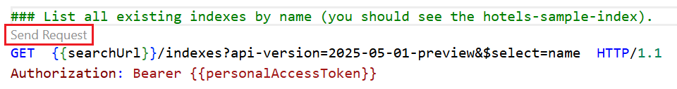 Screenshot of the REST client send request link.