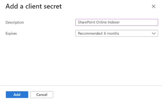 Screenshot showing how to set up a client secret.