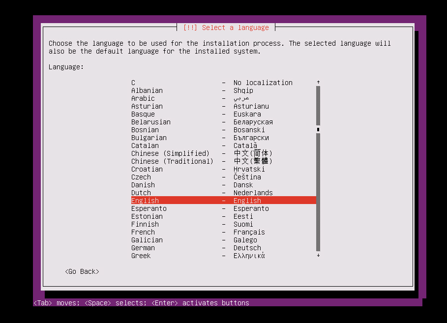 Select English as your preferred language.