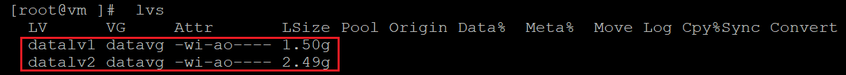 Screenshot showing the code that checks information for the local volume with the result highlighted.