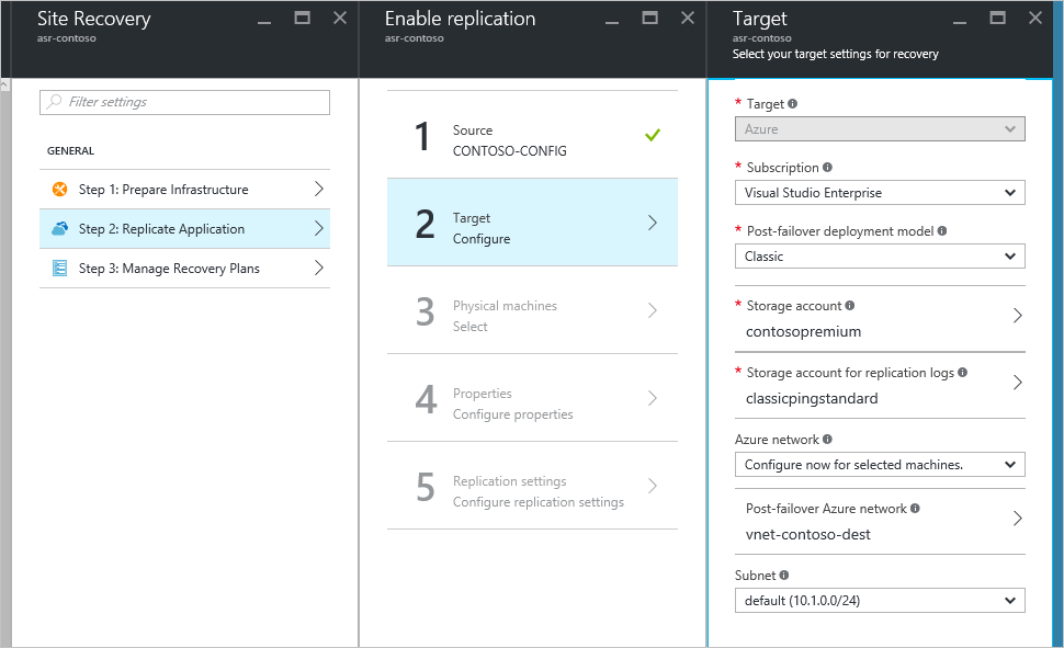 Enable replication pane with Source selected