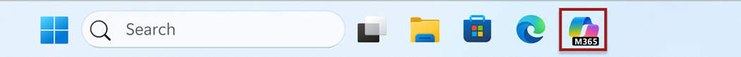 Screenshot that shows the Windows taskbar with the Microsoft 365 Copilot app pinned to the far right.