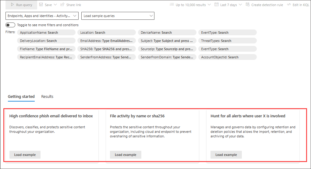 Screenshot of guided mode query builder getting started query walkthroughs