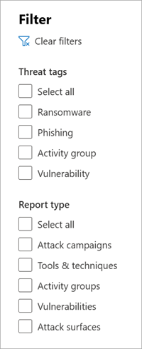 Screenshot of the Filters list.