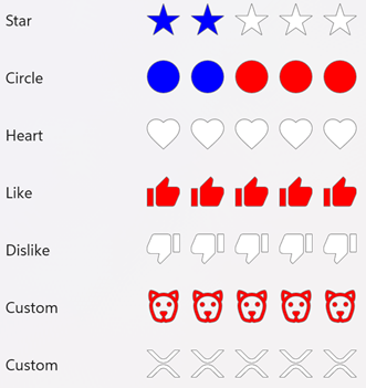 Screenshot of a RatingView shape example
