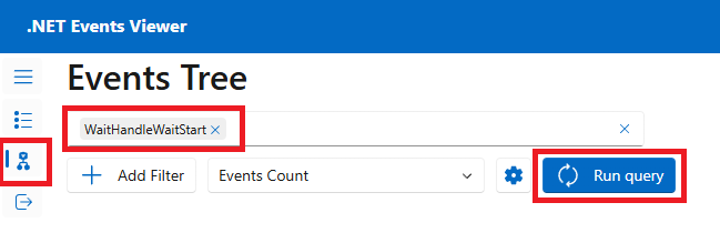 Screenshot of an events query in .NET Events Viewer.