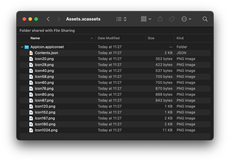 Open the asset catalog