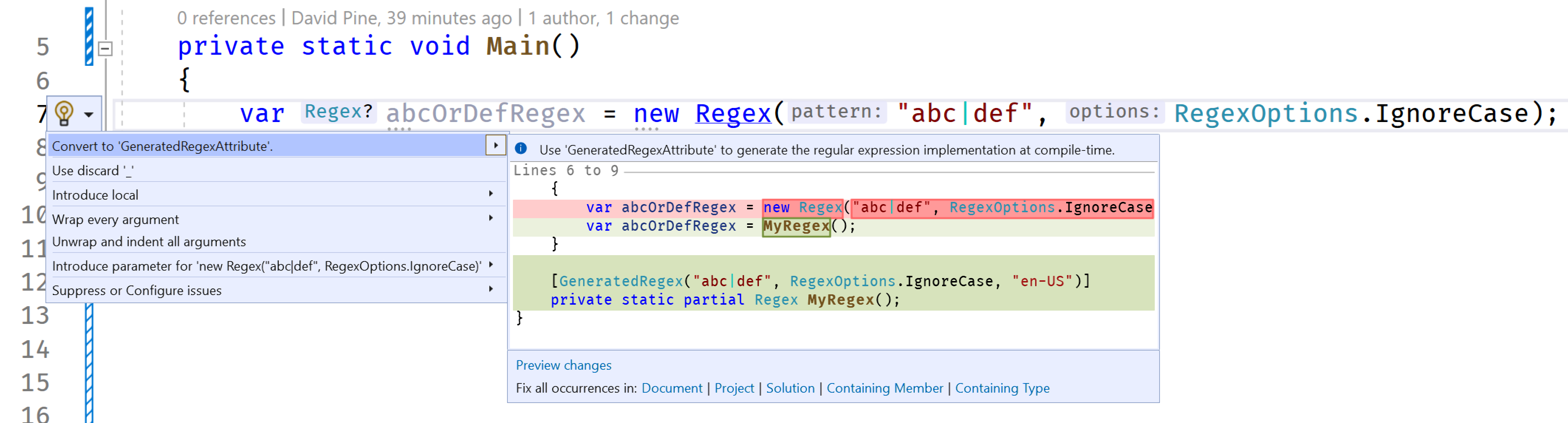 RegexGenerator analyzer and fixer