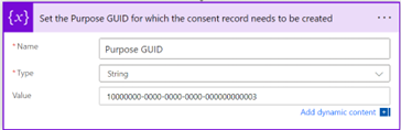 Screenshot showing adding an action for initializing a variable.