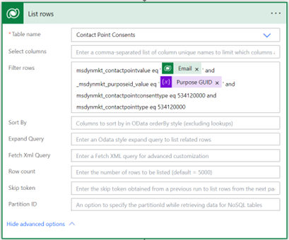 Screenshot showing content point consent records.