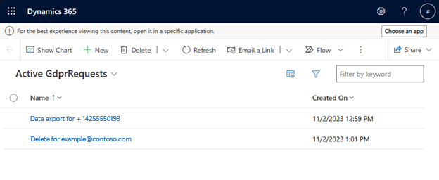 Screenshot showing all the DSRs submitted