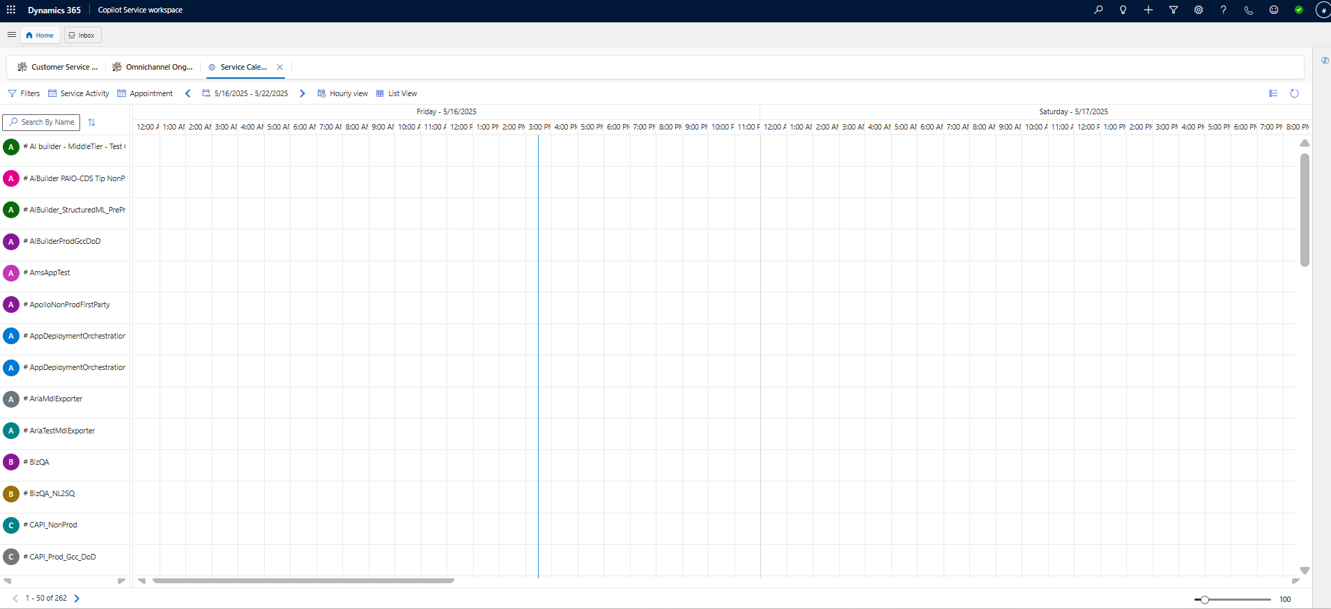 Screenshot of service resource scheduling