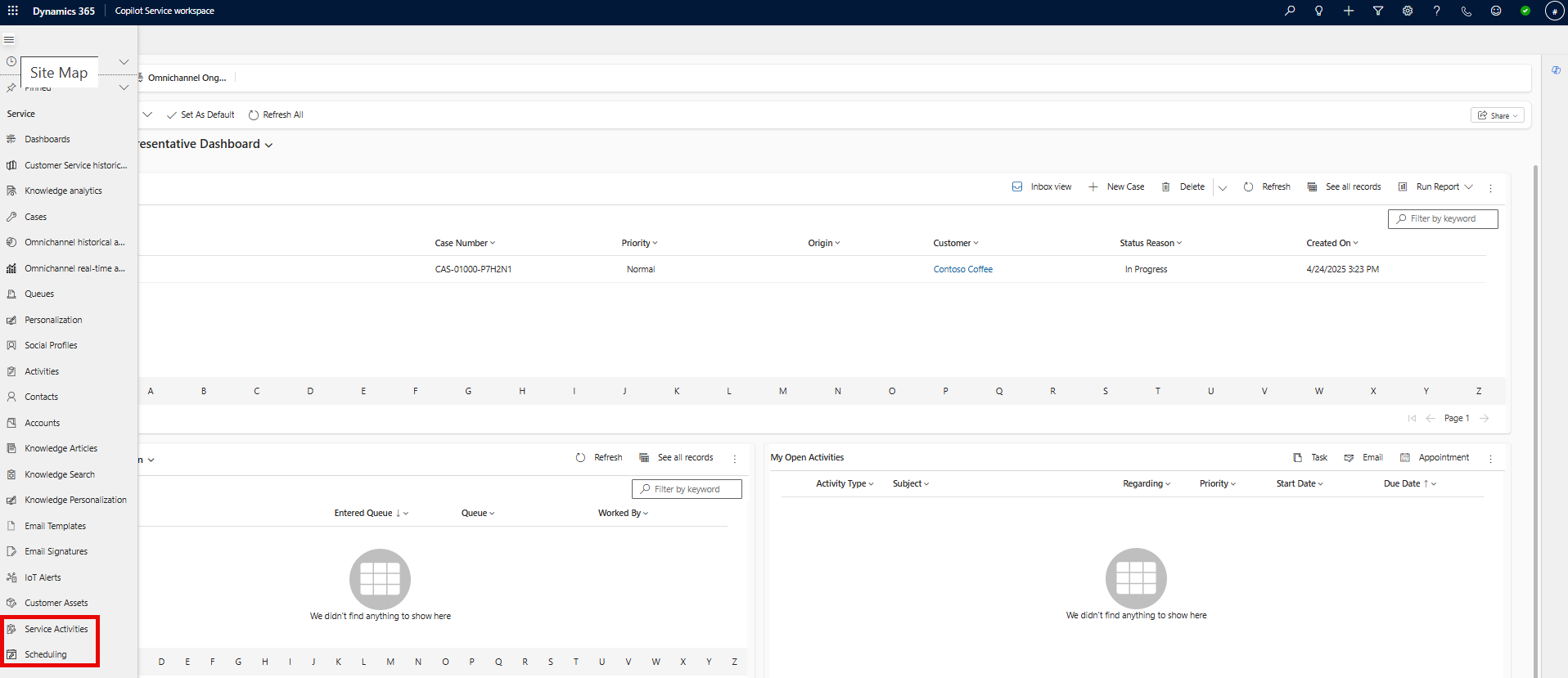 Access scheduling from Copilot Service workspace