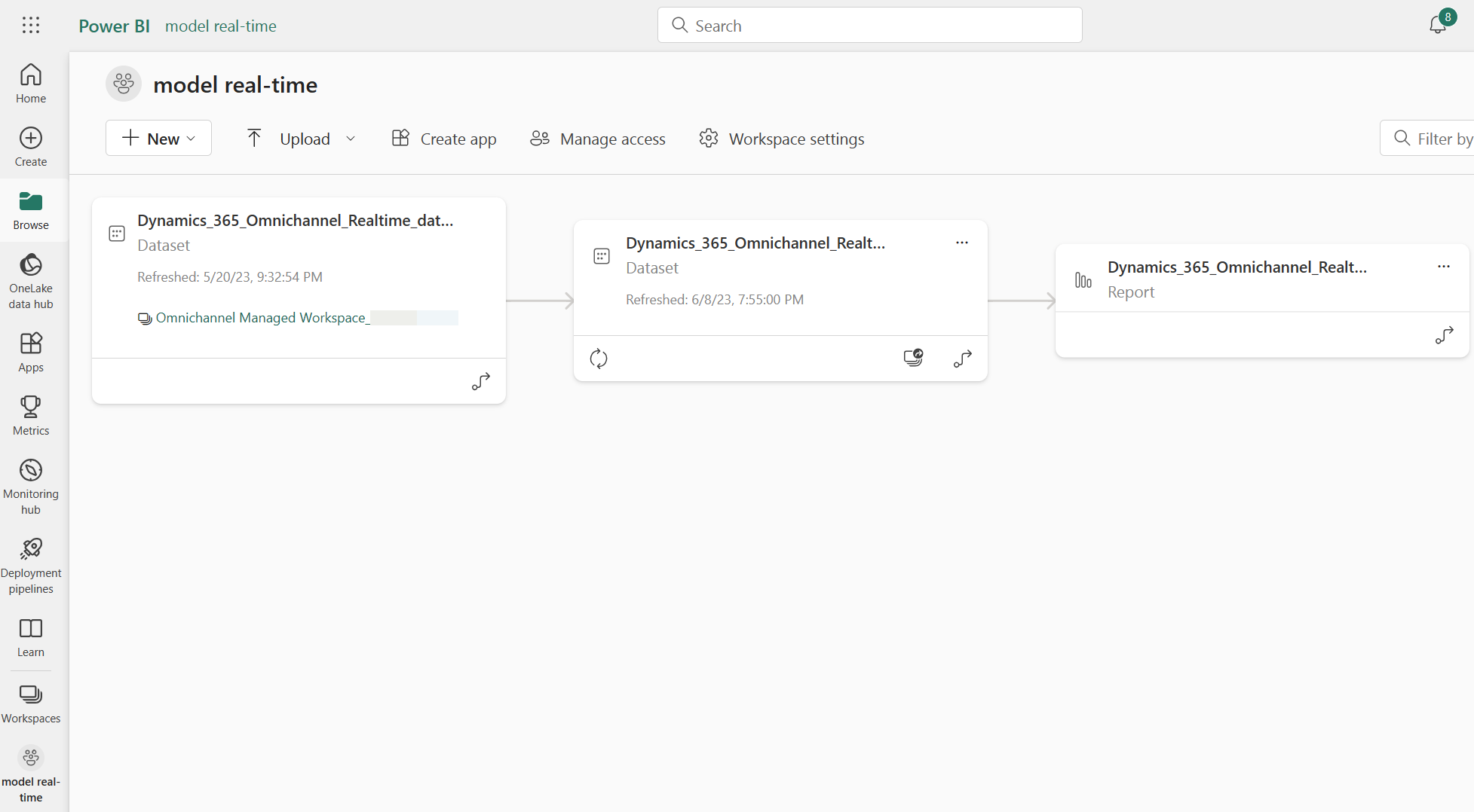 Customer workspace for real-time data model