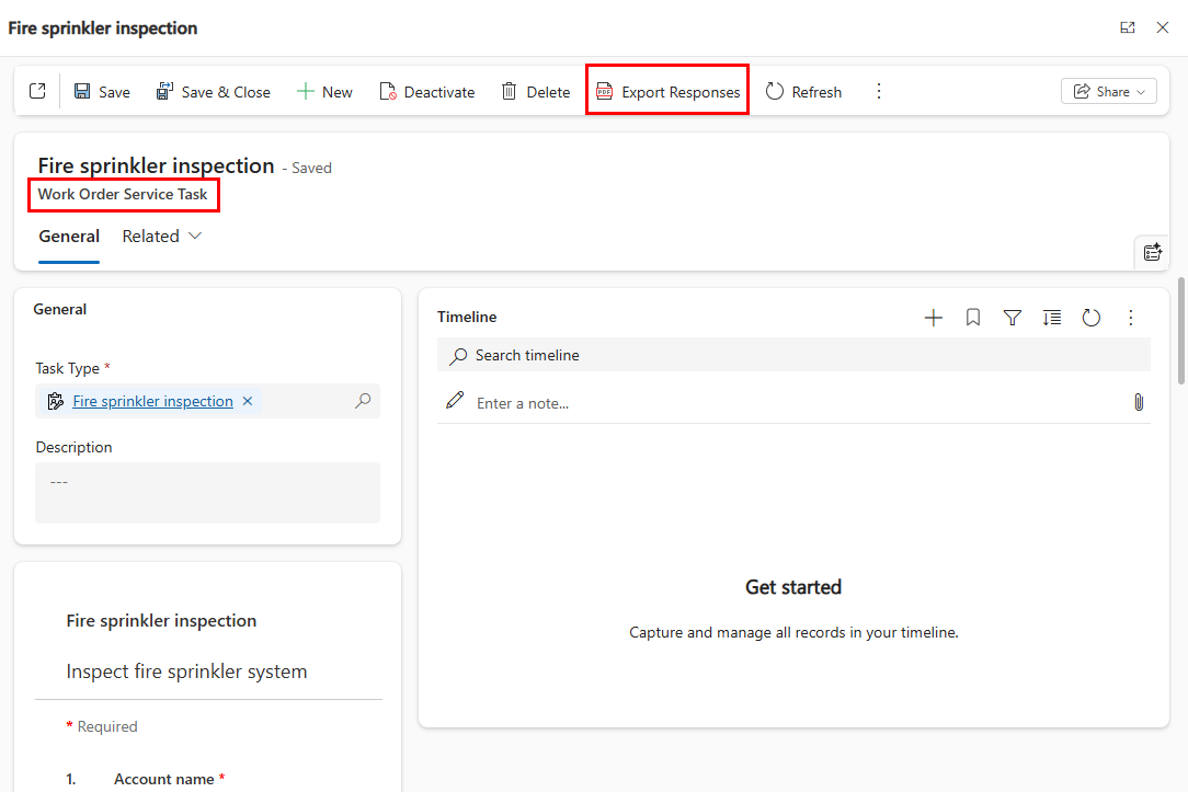 Screenshot showing export response as PDF experience on service task.