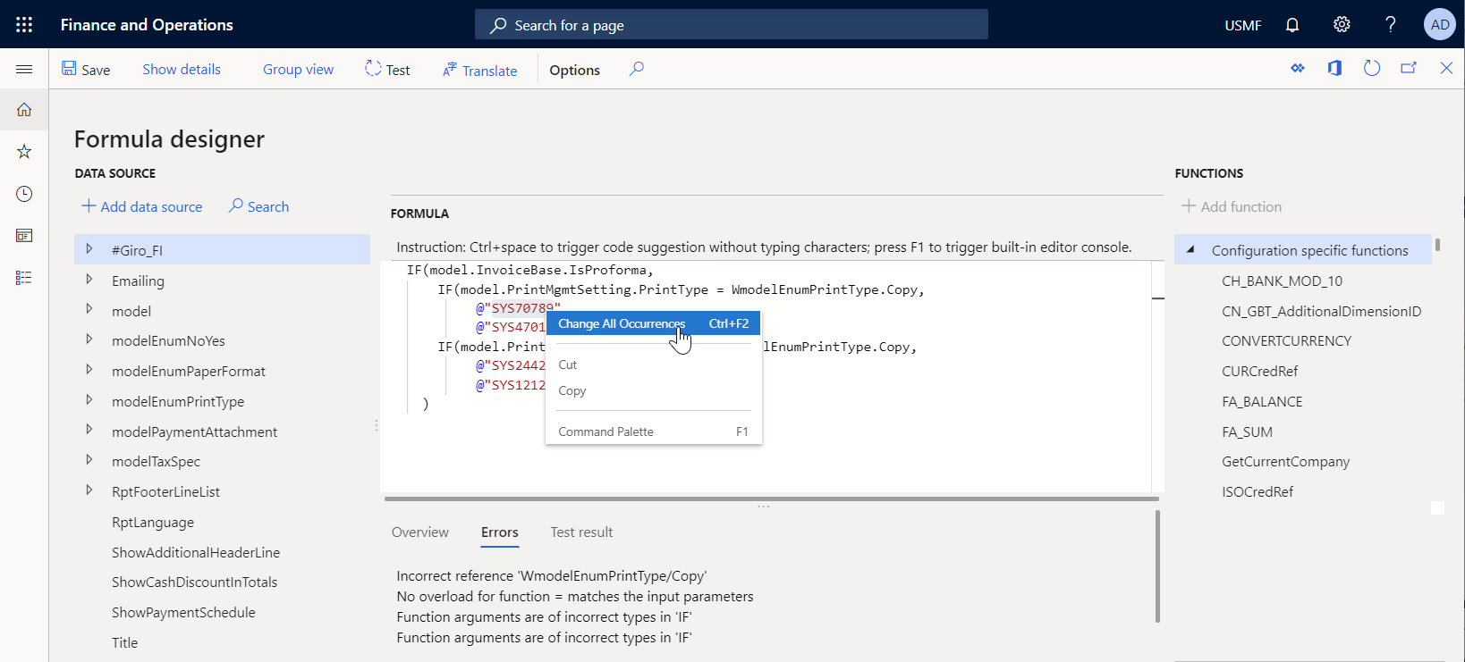 ER formula editor.
