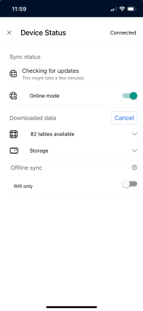 Online Mode Toggle in the Field Service Mobile application.