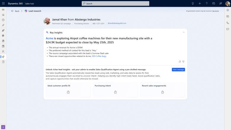 Lead research page when SQA agent is not enabled