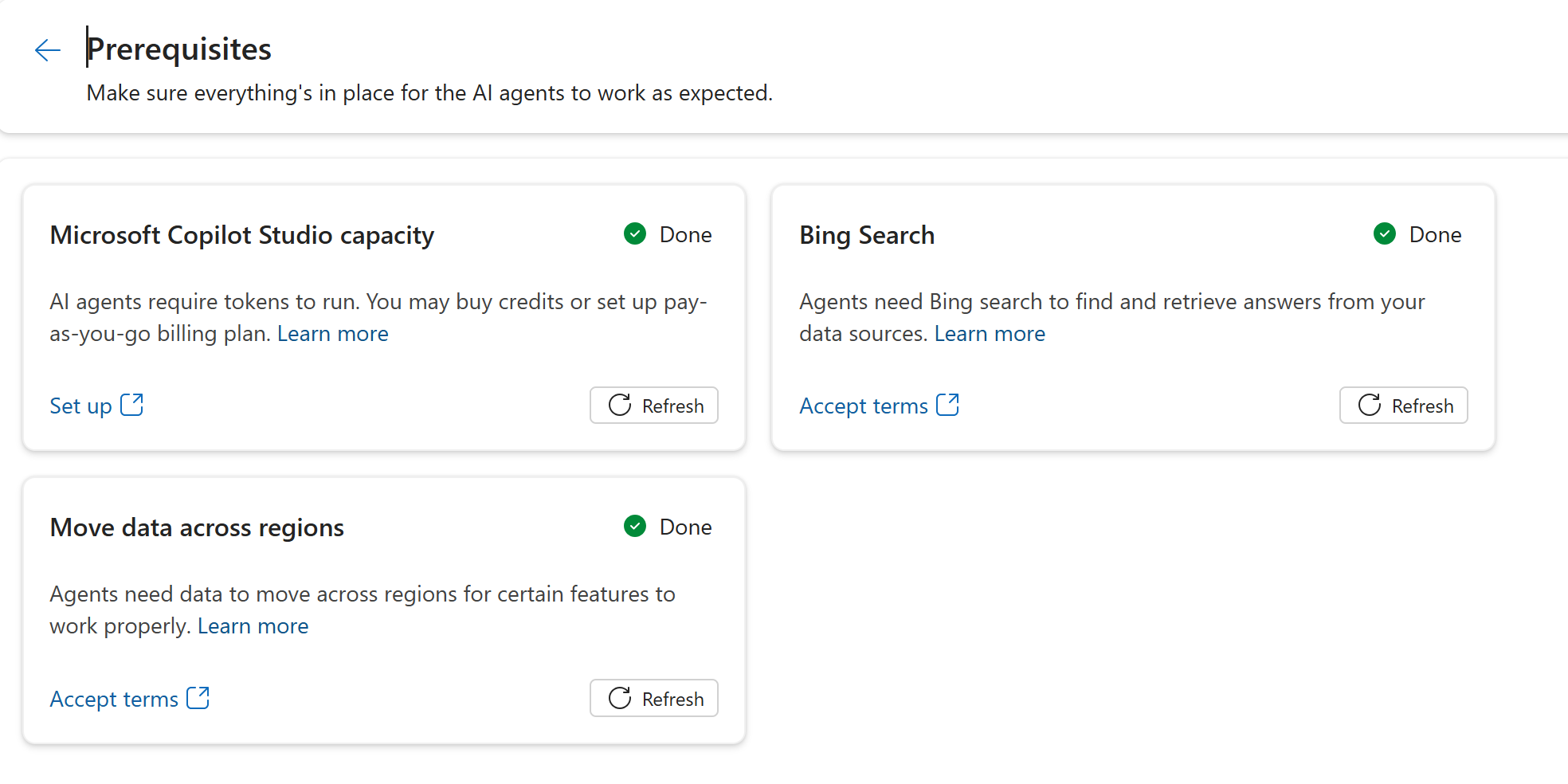 Screenshot of the Prerequisites page for Opportunity Research Agent.
