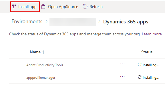 Screenshot of selecting the Install app option.