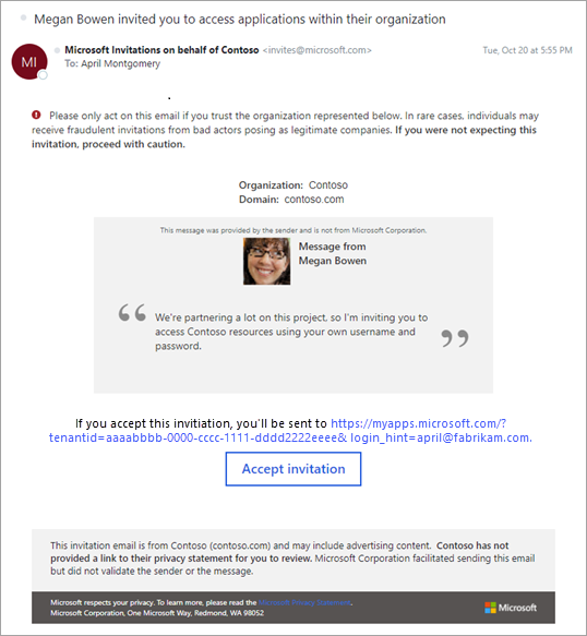 Screenshot of the B2B invitation email.