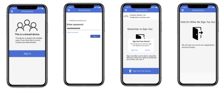 Screenshot of shared device sign-out.