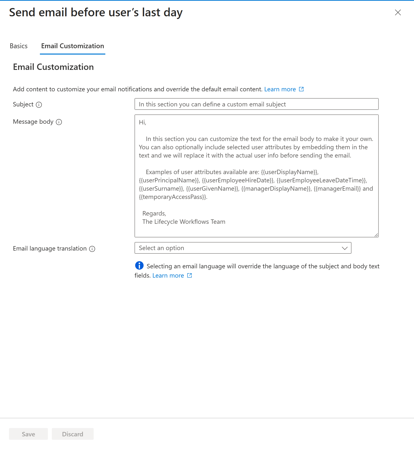Screenshot of an example of a customized email from a workflow.