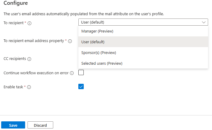 Screenshot of the recipient list for an email customization task.