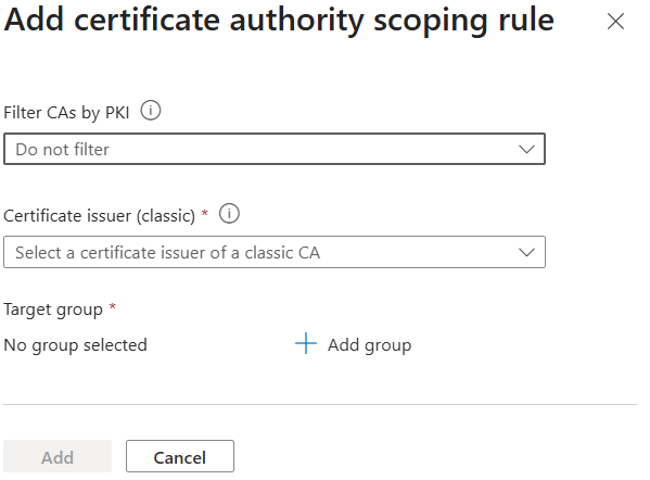 Screenshot of CA scoping add rule.