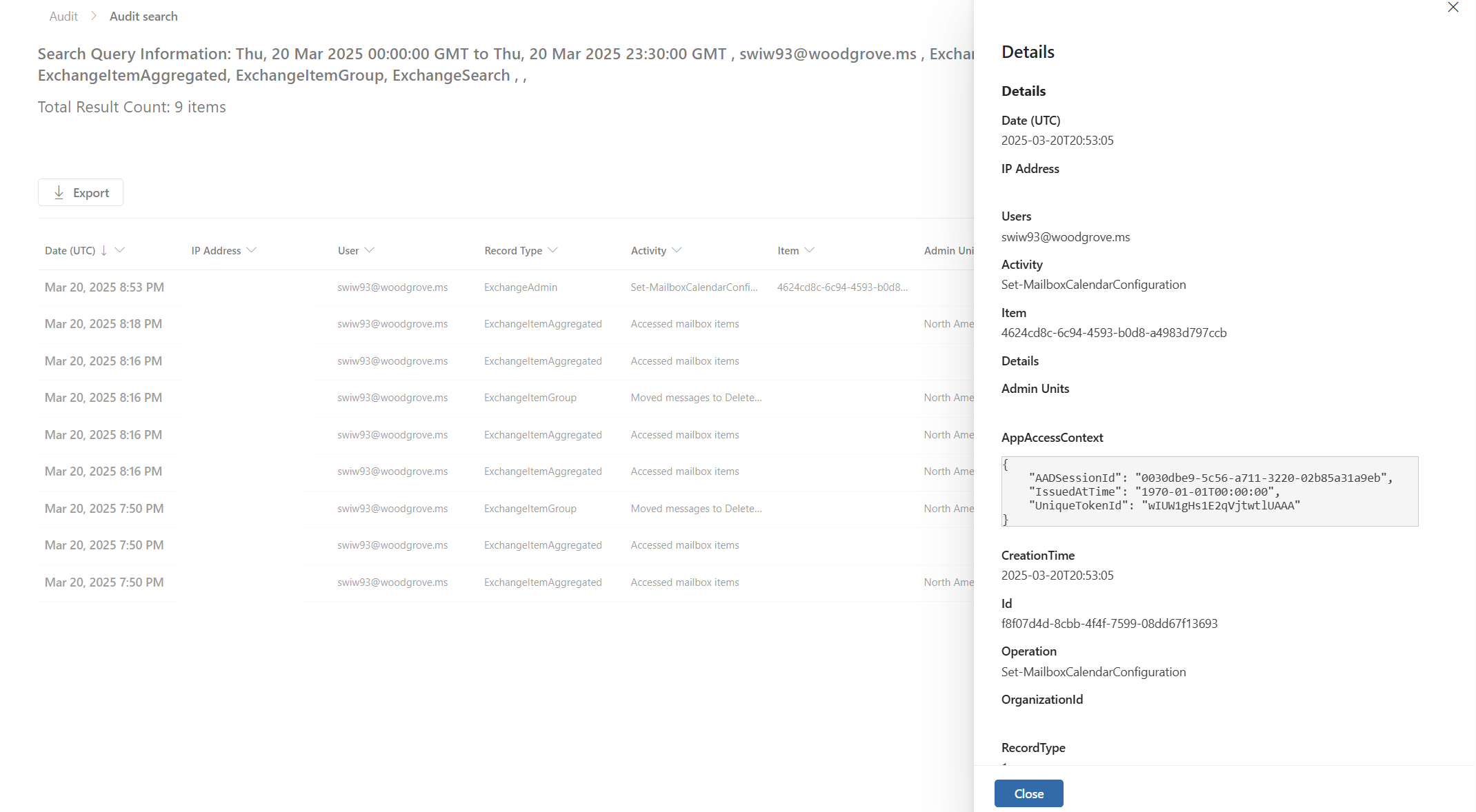 Screenshot of log line with linkable identifiers.