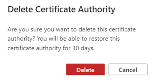 Diagram of how to delete a CAcertificate.