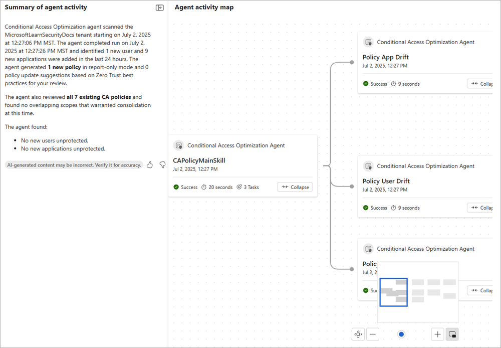 Screenshot of the agent activity map.