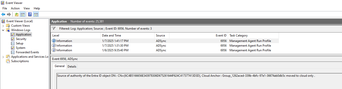 Screenshot of event ID 6956.